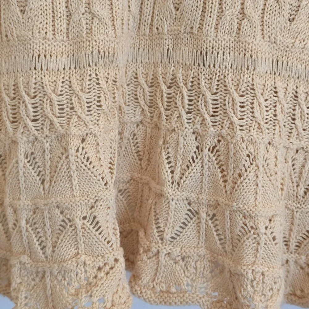 Lauren Jeans Company Ralph Lauren Creme Cotton Romantic Lace Knit Sweater Medium